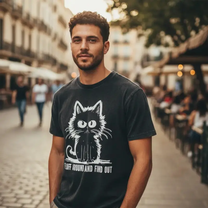 Funny Cat Shirt Fluff Around And Find Out Gifts Men Women T-Shirt "Fluff Around And Find Out" Graphic Tee, Cute Yet Savage Cat Attitude Shirt, Sarcastic Humor Tee for Men Women, Perfect Gift for Cat Lovers Cotton Casual tiktokshopspringglowup
