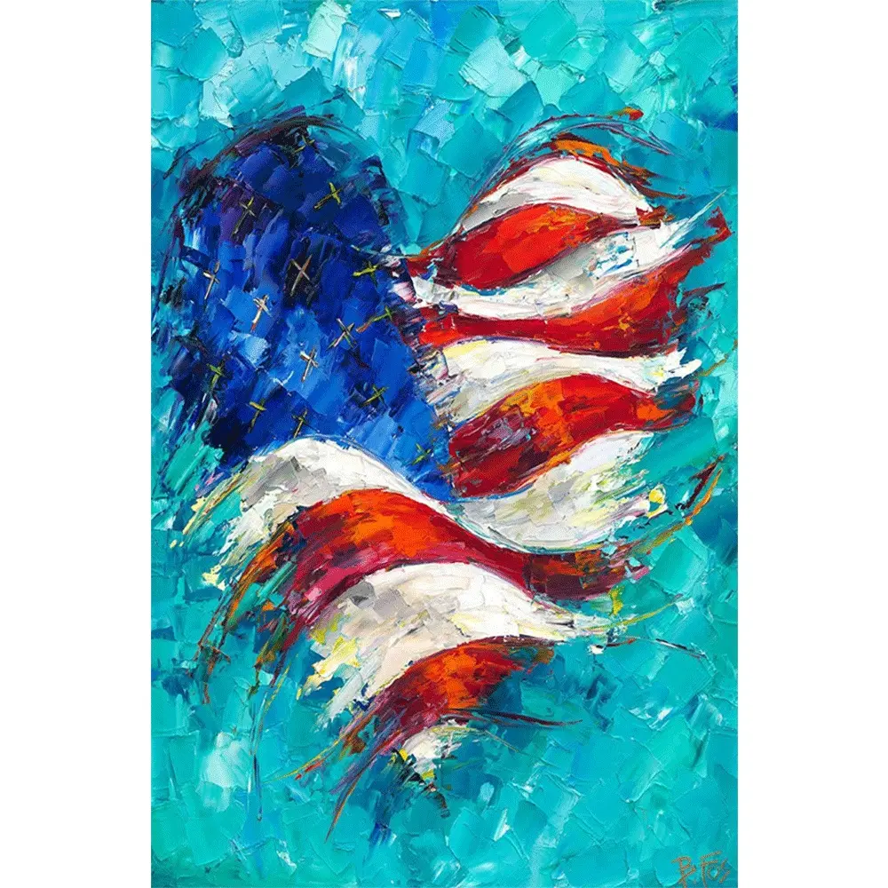 1PC,2D American Flag Diamond Painting Kit DIY 5D Full Drill Rhinestone Embroidery Arts Craft for Home Wall Decor Gift 12x16 Inch Canvas with Tools Sparkling Crystal Diamonds Patriotic USA Flag Design for Adults Kids Beginners