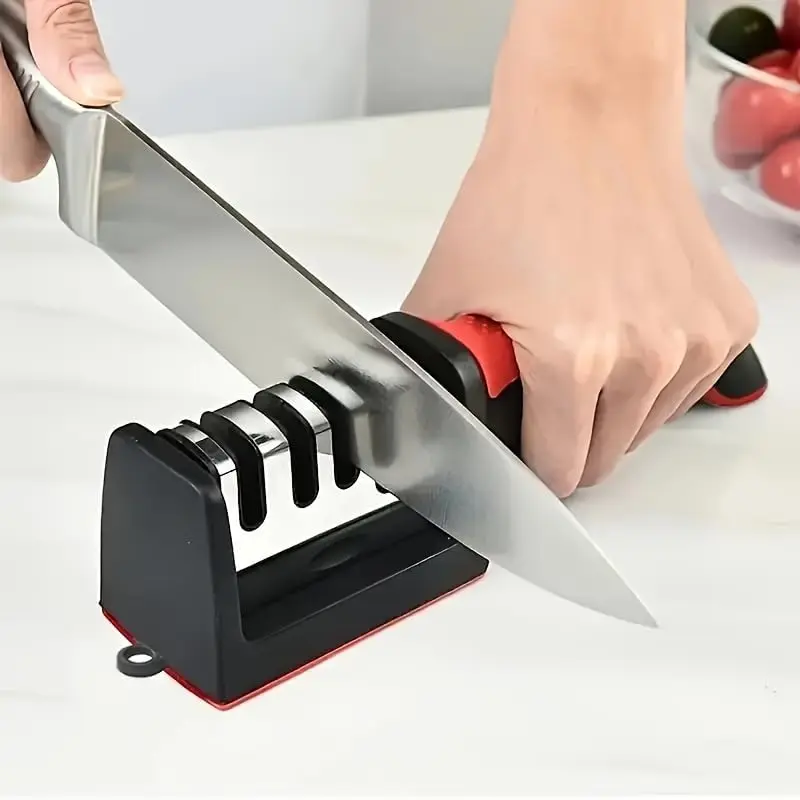 4-Stage Manual Knife Sharpener All-In-One Kitchen Home Blade & Scissor Sharpener With Stable Non-Slip Base And Comfort Grip Handle