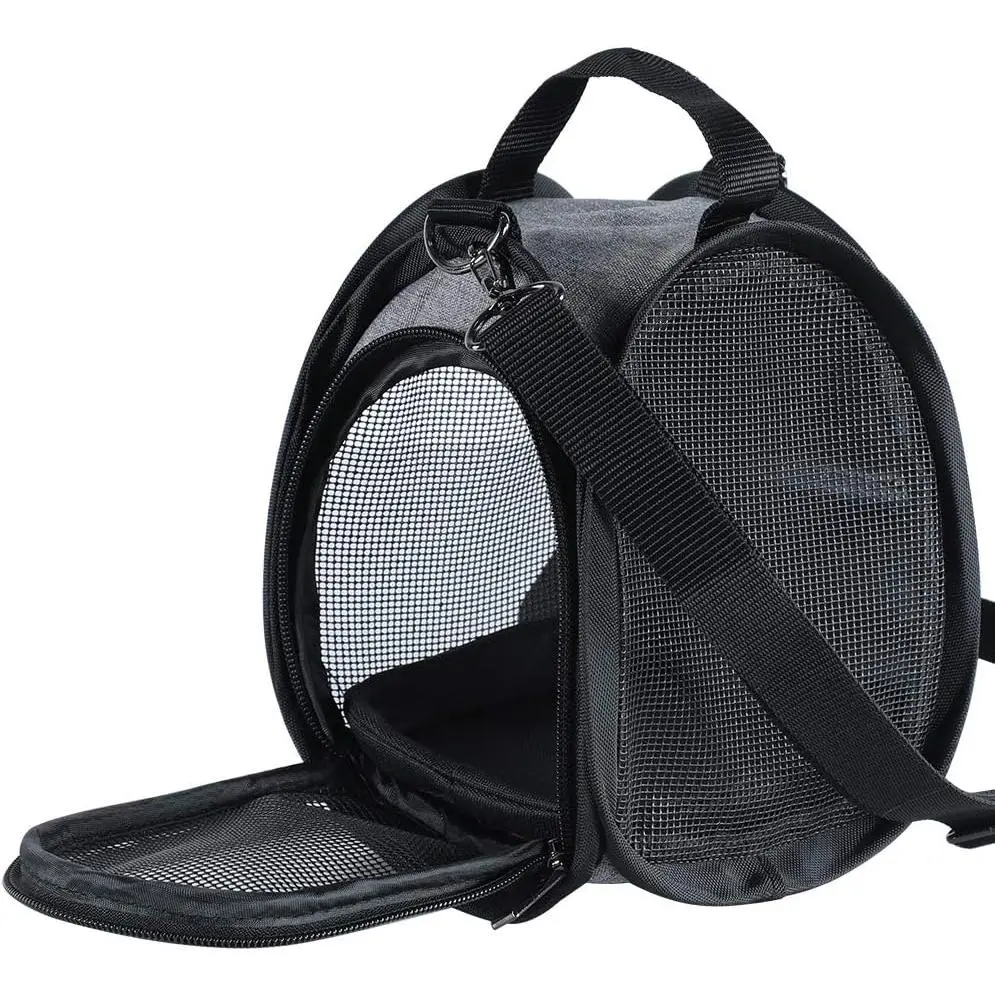 Small Pet Travel Carrier Bag - Breathable Soft Mesh, Shoulder Strap, Removable Bottom Tray, Side Pockets, Keeps Bugs Out, Easy-Clean for Teacup Dogs, Small Exotic Pets