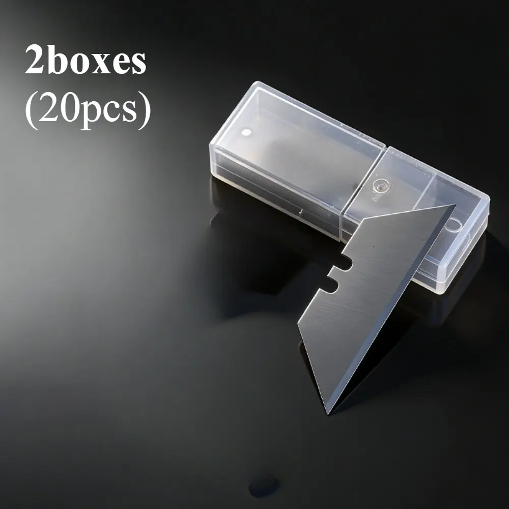 20pcs Trapezoidal Blade Folding Multi-Function Knife Replacement Blades, High Carbon Steel Durable Sharp Cutting Tools, Universal for Paper, Carpet, Wallpaper, PVC Pipe