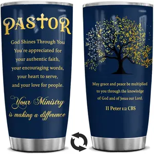 20oz Stainless Steel Portable Coffee Flask for Men, Pastor-Themed Christian Cup with Inspirational Bible Verses, Durable Reusable Drinkware for Hot & Cold Drinks, Hand Wash Only, Thoughtful Gift for Retirement, Birthday, Flasks