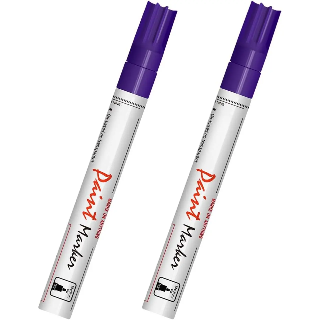 Permanent Markers Pens, 2-Pack Office Stationery Writing Tools with Medium Tip, Quick Dry for Metal, Rubber, Rocks, Canvas, Plastic, Dark Surfaces, Craft Art Supplies