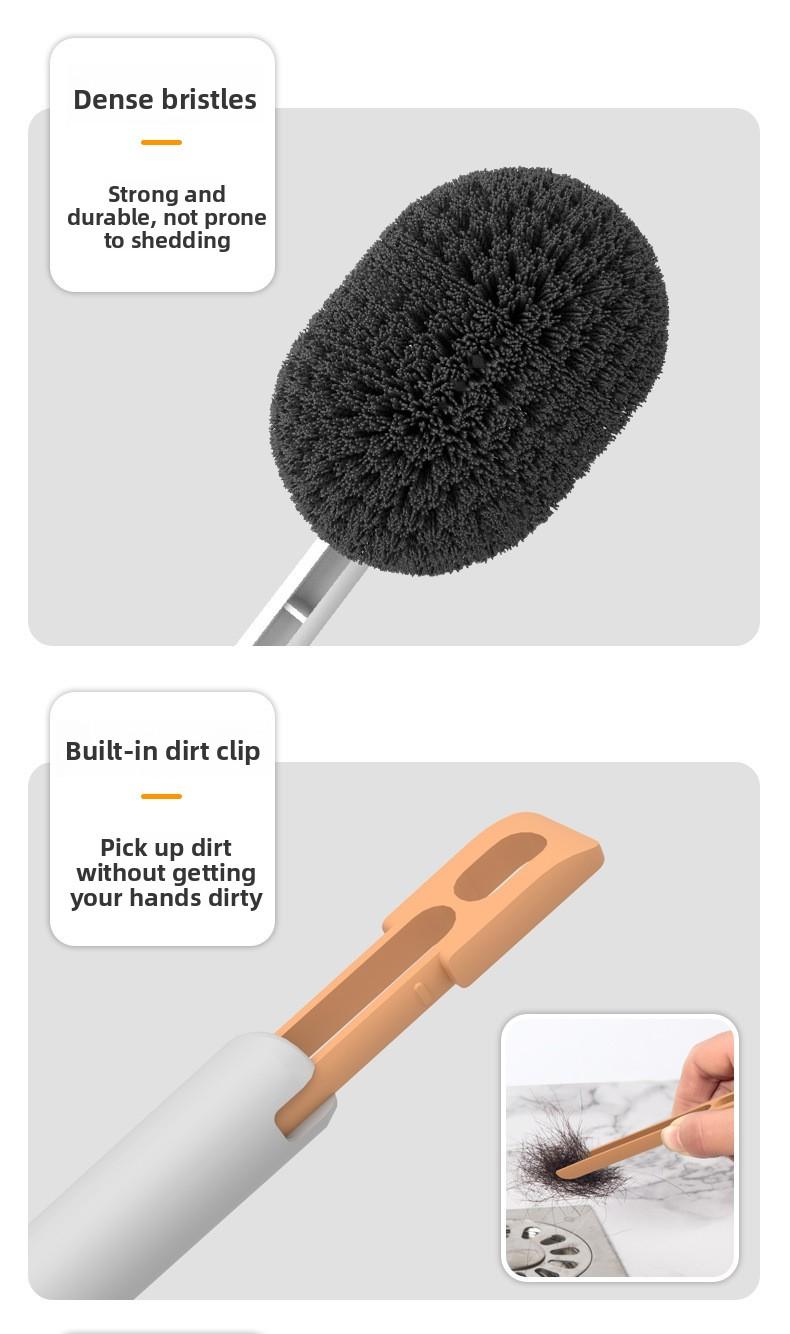 Home-use no-drill toilet brush with base, wall-mounted long-handled toilet brush, high-quality plastic wall-mounted toilet brush