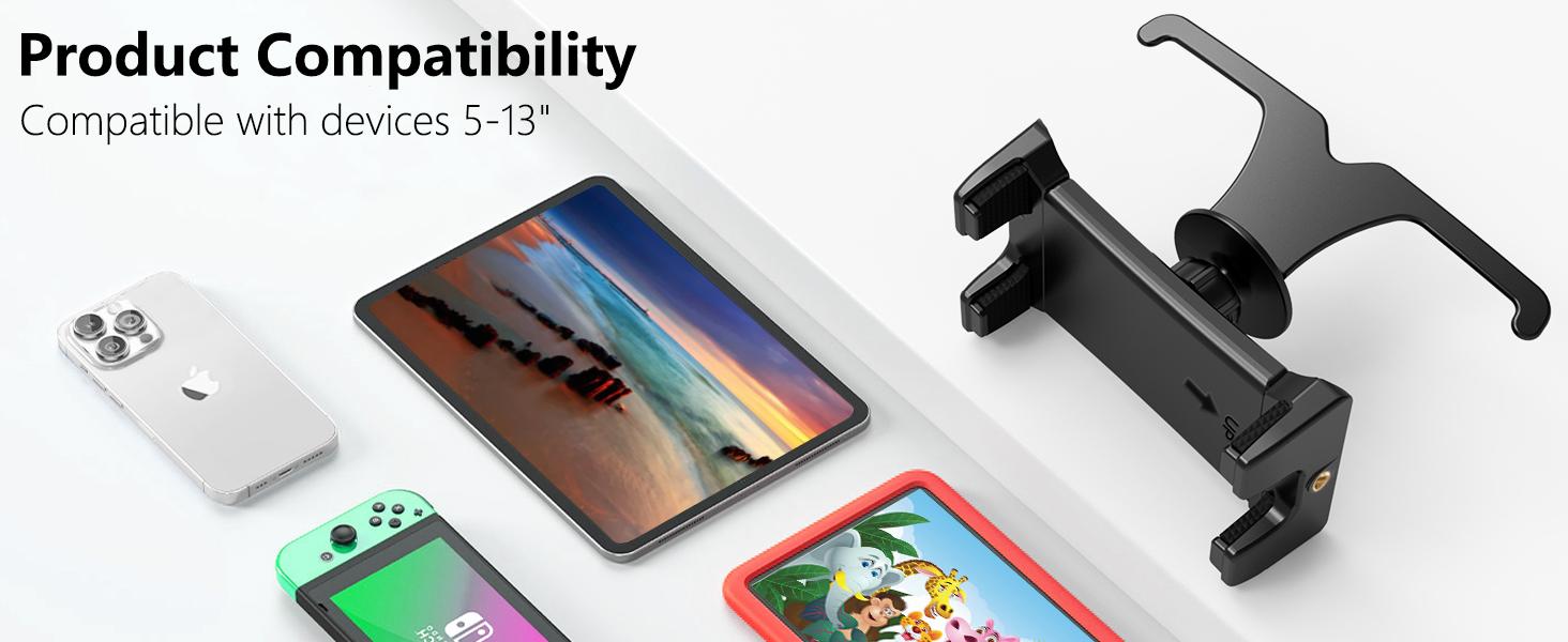 OHLPRO Tesla Tablet Holder for Model 3/Y, Headrest iPad Mount for Back Seat, Adjustable Car Backseat Mount Compatible with 5-13" iPad Tablets & Phones, Essential for Long Road Trips with Kids