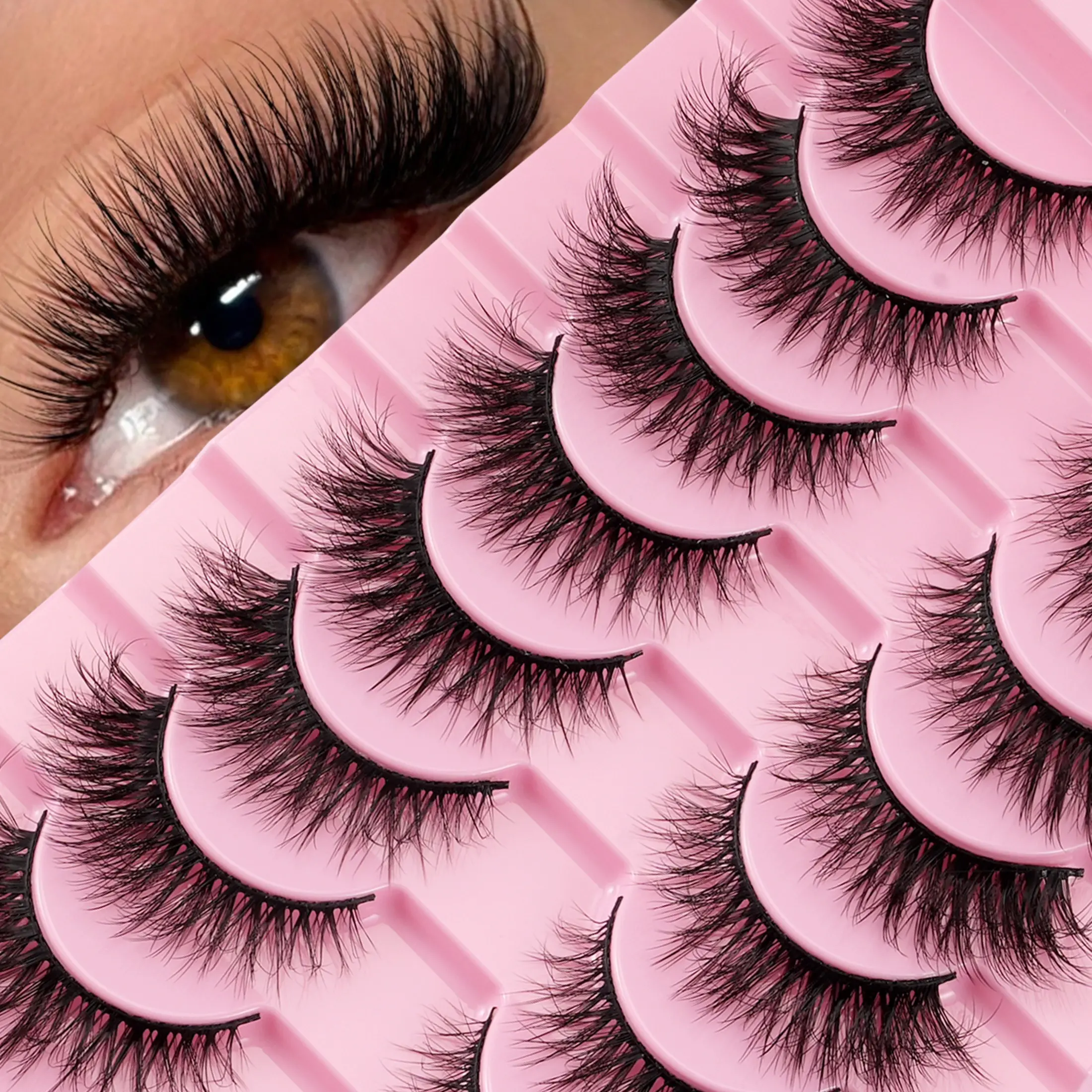 10 Pairs Dense False Eyelashes, Voluminous Lash Effect, Enhance Eye Dimension, Ideal for Dinner, Dates, Holiday Makeup