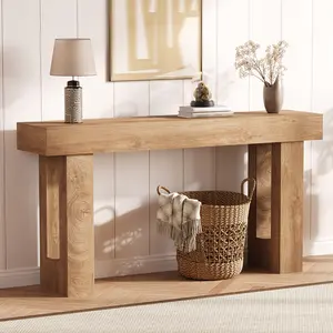 Farmhouse Console Table 63 Inch - Long Wooden Entryway Table, Rectangular Behind Sofa Table for Living Room or Hallway, Rustic Modern Style, Easy Assembly