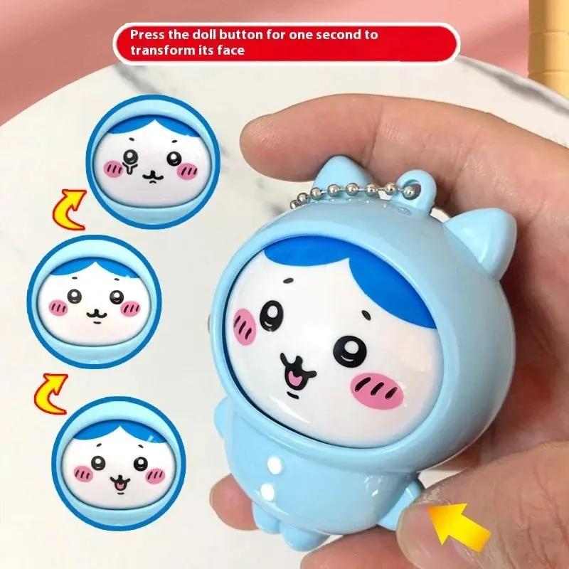 yiji Anime Face Changing Toy – Press To Transform Expression Keychain Figure Hachiware Usagi Kawaii Gift Collectible Toy