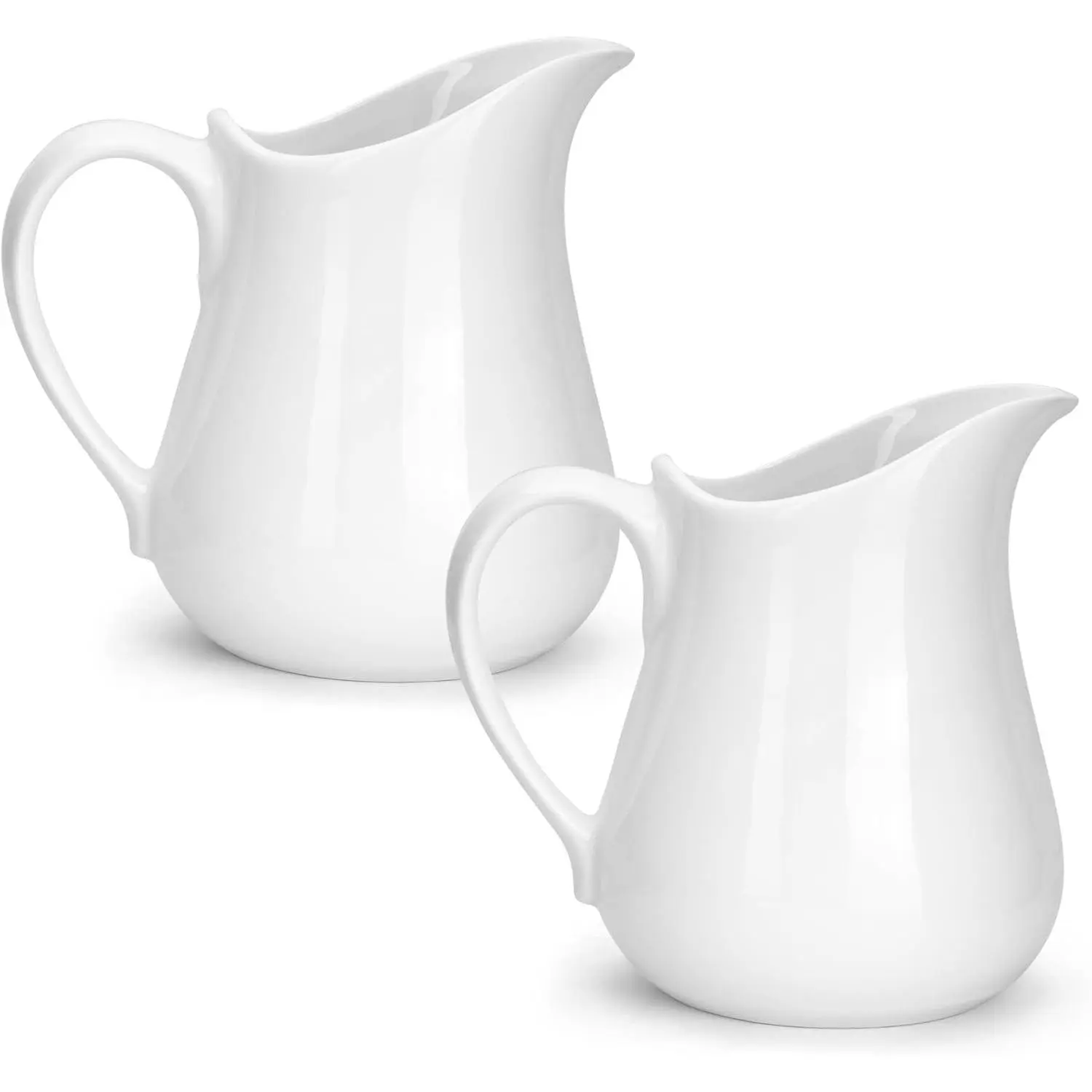 2 Pack 17 OZ Ceramic Cream Pitcher with Handle, White Porcelain Milk Pourer for Sauces, Jam, Coffee