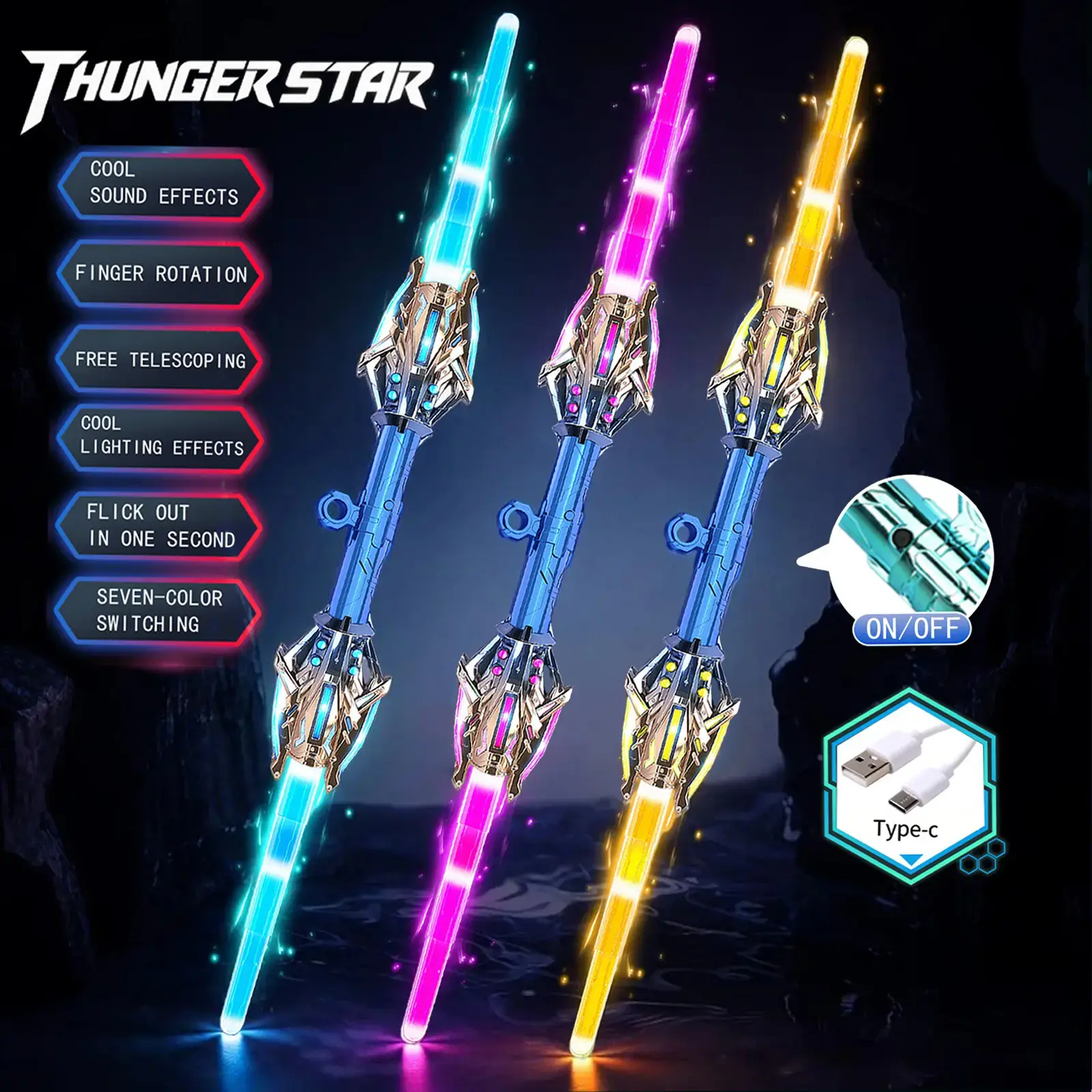 light toys with cool and colorful lighting effects children's toy boy cool luminous sword flashing glow sticks color lighting special effects music gift toys for boys and girls retractable lightsaber toy sword spark lightsaber
