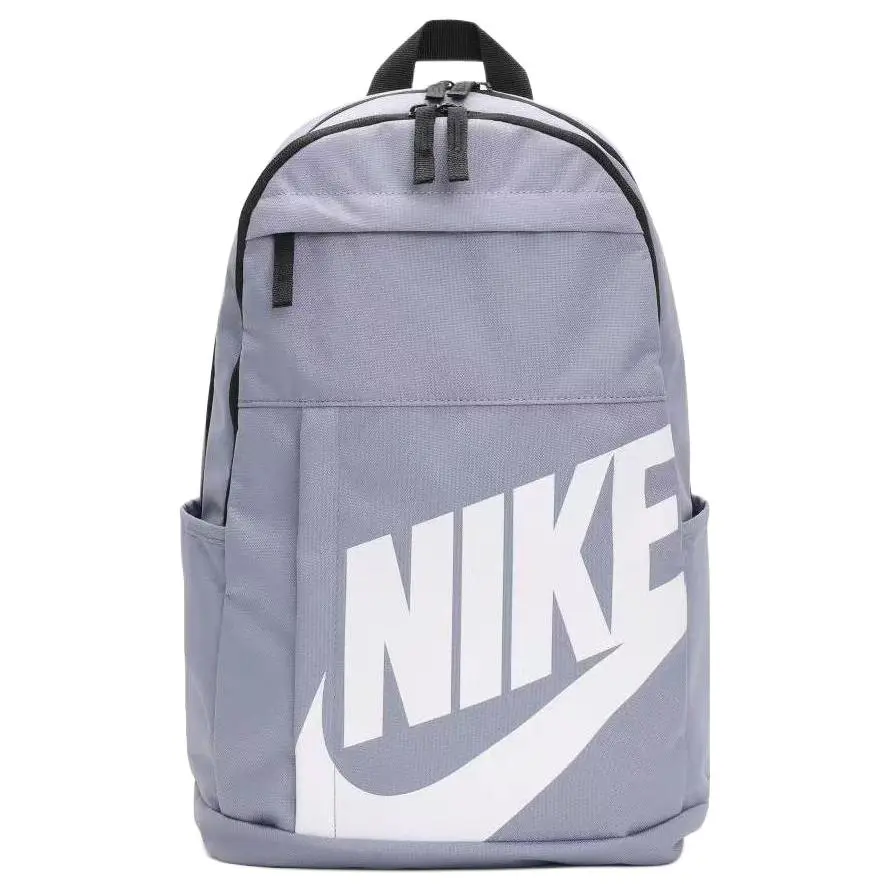 Nike Elemental Casual Sport Backpack for Men and Women – Oversized Logo, Zip Closure, Fabric Construction, Hazy Blue