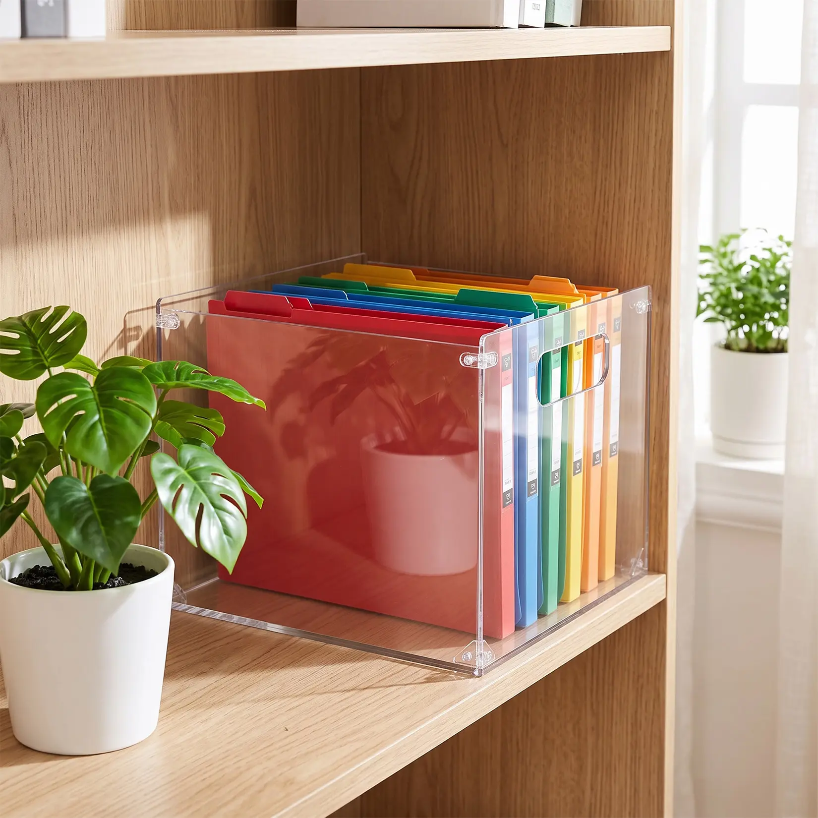 Clear Acrylic File Organizer, with Handles – Easy Assembly Required, Acrylic File Holder for Office, Letter/A4 Documents, Magazines & Binders – Fits Standard 8.5" x 11" Paper Perfectly