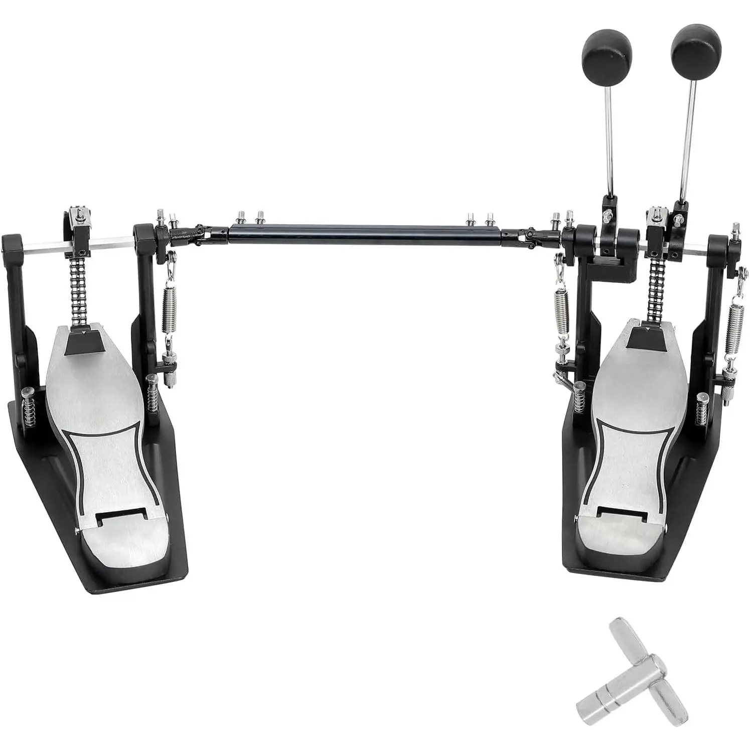 Double Bass drum Pedal,Double Bass Pedal with Adjustable Beater ,Double Chain Drive Foot Kick Pedal with Drum Key for Drum Set and  Drums (, Double drum pedal)