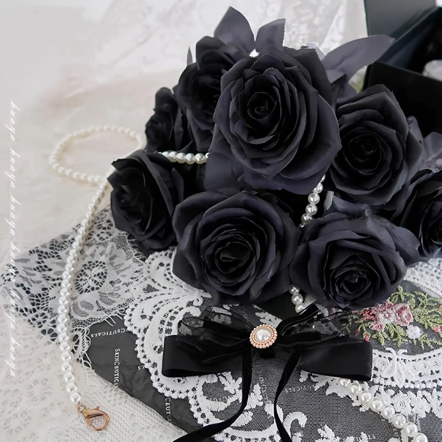 10 Piece / Artificial Roses with Stems, Realistic Fake Flowers for Gothic Weddings, Halloween Decor, Home Office Hotel Decoration