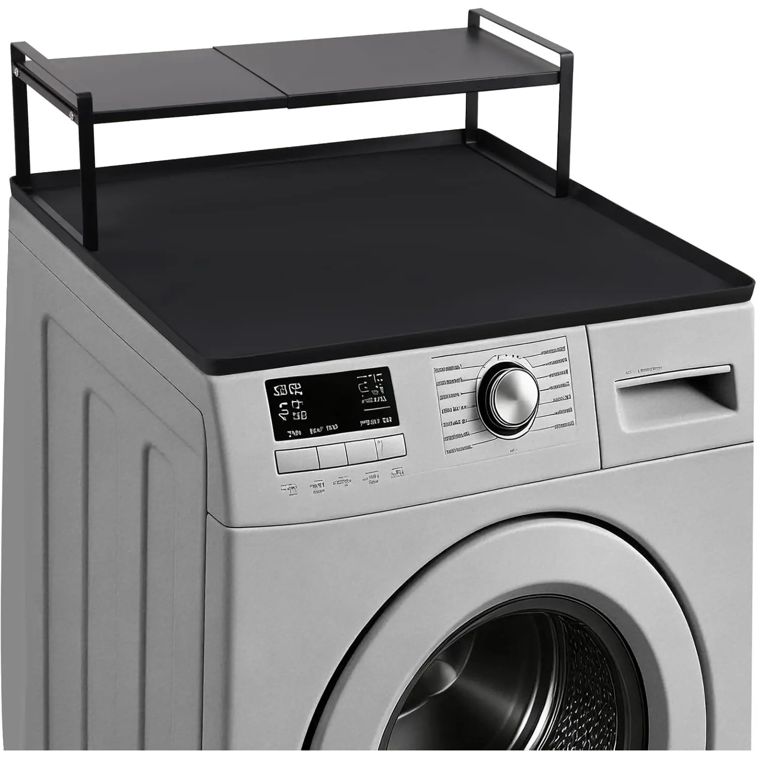Universal Front Load Washer and Dryer Countertop Set - Metal Shelf with Non-Slip Silicone Mat for Laundry Room