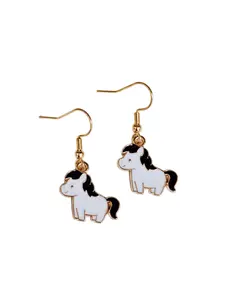 Cute Cartoon Pony Metal Earrings, Stainless Steel Ear Hooks, Fashionable Jewelry for Women, Unique Gift Idea