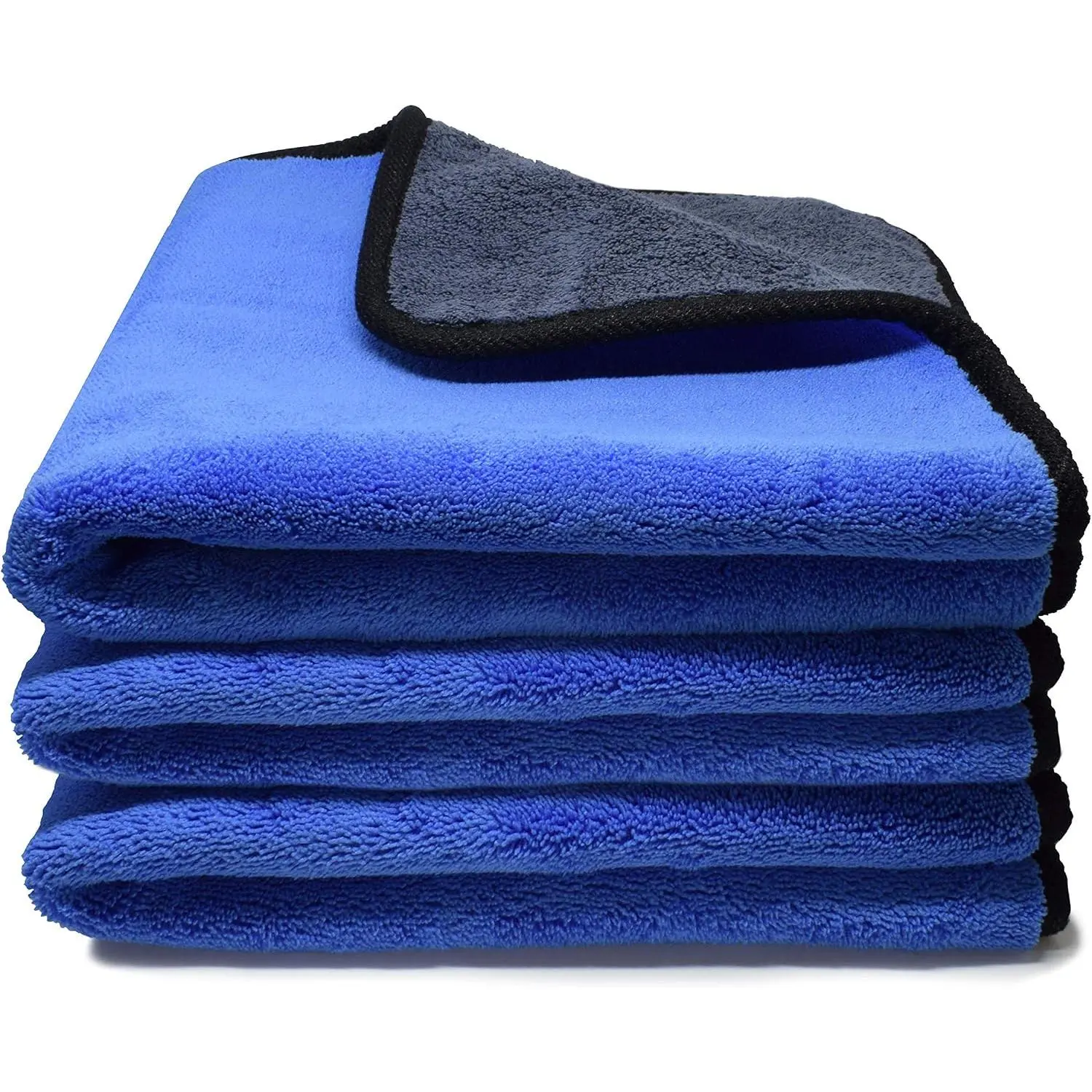 Microfiber Cleaning Cloths for Car & Motorcycle Accessories - 3 Count, 500 GSM, 12x12 Inches (30x30cm), Rounded Corners, High Absorption, Dust Removal Polishing Cloths