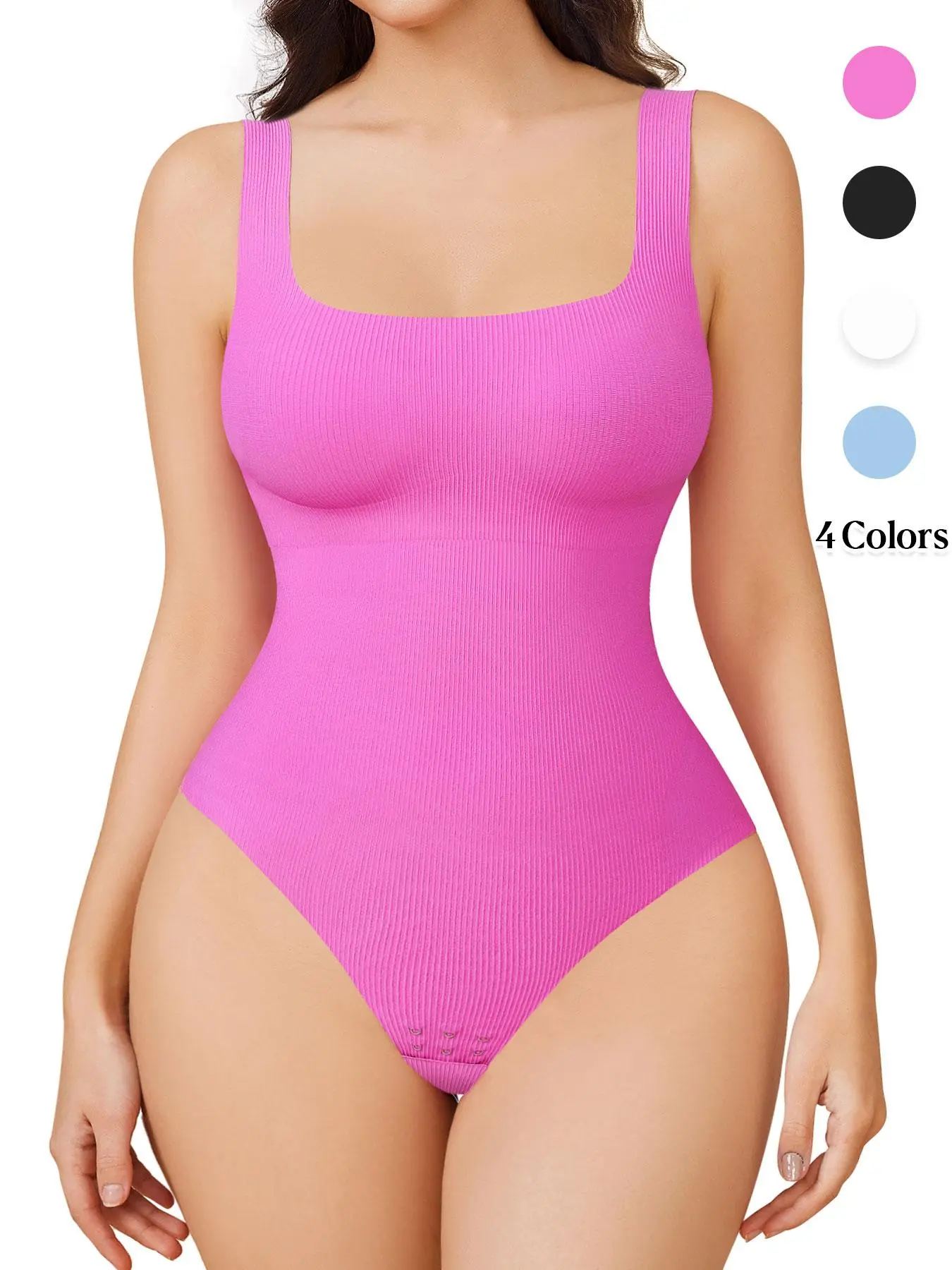 Women's Stretchy Square Neck Tank Shapewear Bodysuit, Basic Tummy Control Hip Lifting Shaper Bodysuit, Minimalist Womenswear for Daily Wear