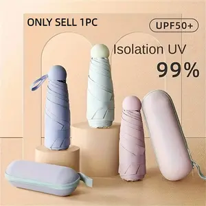 Portable Pocket Folding Umbrella, 1/9 Counts Lightweight Umbrella, Sun & Rain Dual-use Umbrella for Travel & Commuting