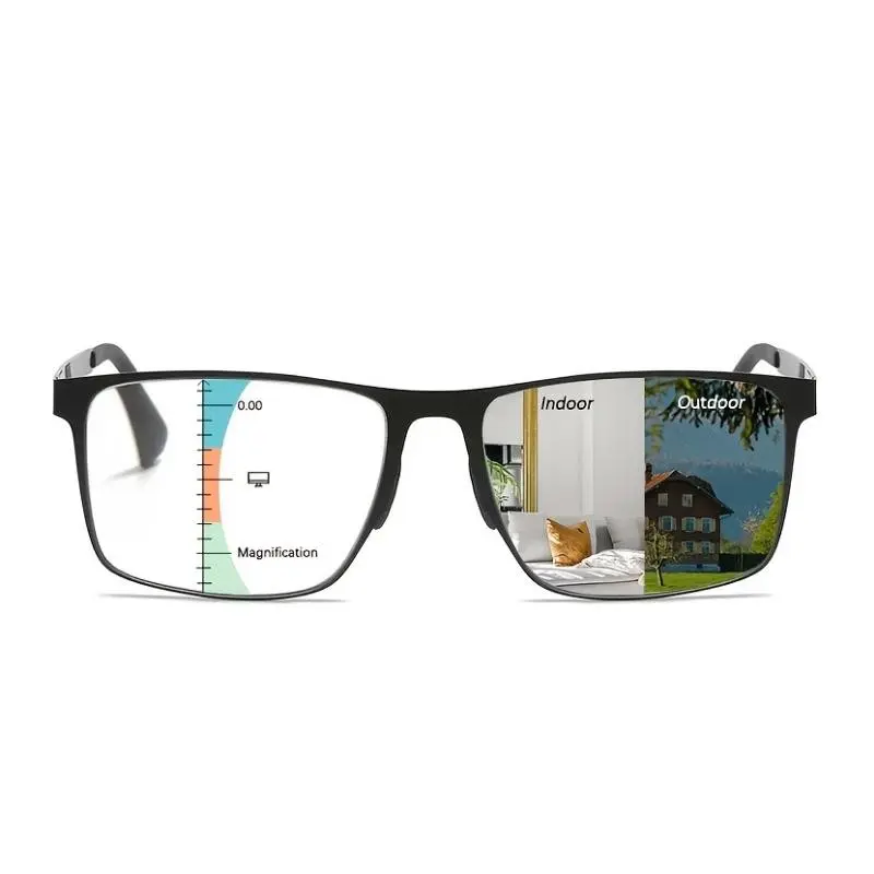 Progressive Multifocus Reading Glasses for Women Men Photochromic Anti-Blue Light Multifocal Readers Glasses
