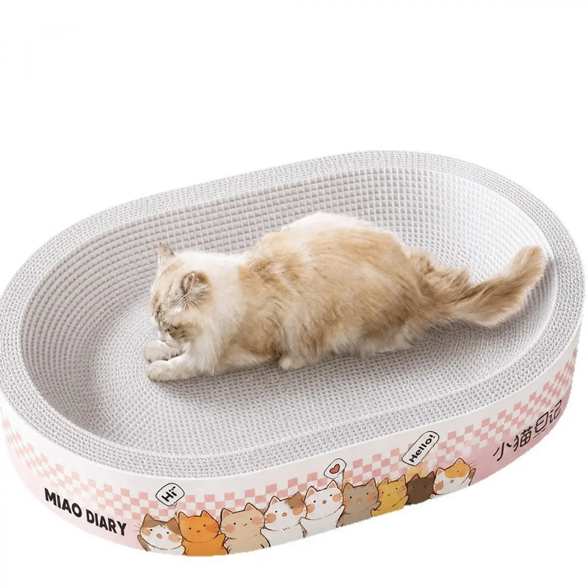 Oval Extra Large Cat Scratching Bed & Lounge Mat, Anti-Slip Reinforced Corrugated Cardboard Cat Scratcher Nest, Non-Plastic Plant Fiber Durable Cat Furniture, No Mess Anti-Shedding Scratching Pad for Indoor Cats, Sleep & Claw Grinding Lo,washable,cushion,