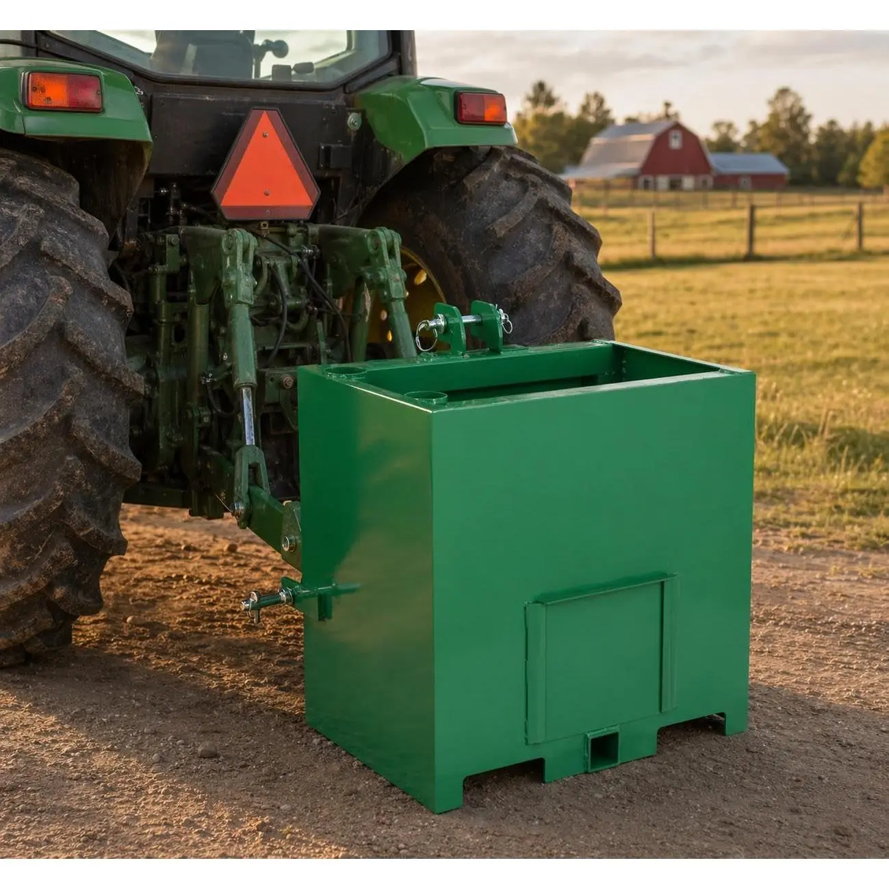 800 lbs Heavy Duty Solid Steel Agriculture Tractor Ballast Box - 5 cu ft Counterweight, Built-in 2-in Tow Receiver, Fits Category 1 3-Point Hitch, Improves Tire Traction for Loader Work, Balances Ride, Green