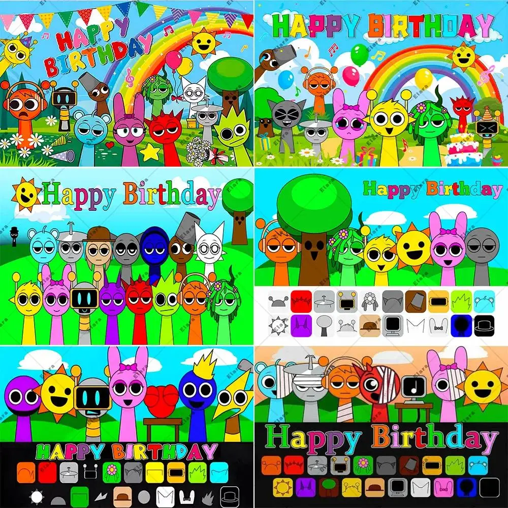 Cartoon Hot Game Incredibox-Sprunki Children's Birthday Party Decor Baby Shower Background Banner Photo Shoot Props Kids Gifts