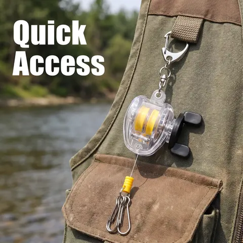 Retractable Small Fishing Reel Key Chain, Lightweight Keychain, 1 Count Portable Fishing Coiled Lanyard Key Ring, Fishing Accessories for Outdoor, Fishing Gear, Fishing Equipment, Keychains