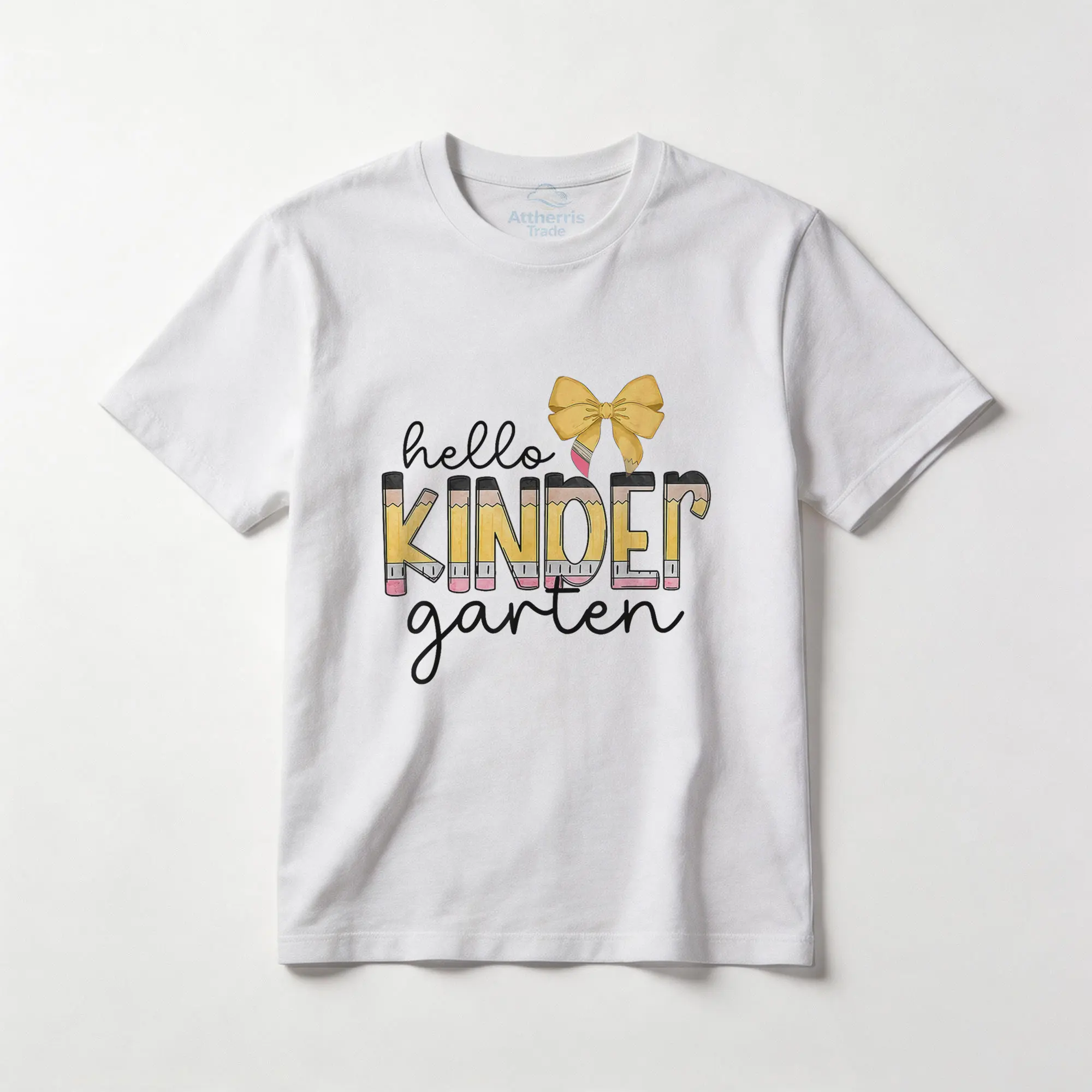 Hello Kindergarten Team Kinder Back to School Teacher Cotton T-shirt, Graphic Crew Neck Soft Top Short Sleeve Casual Unsex Shirt Breathable for Men Women