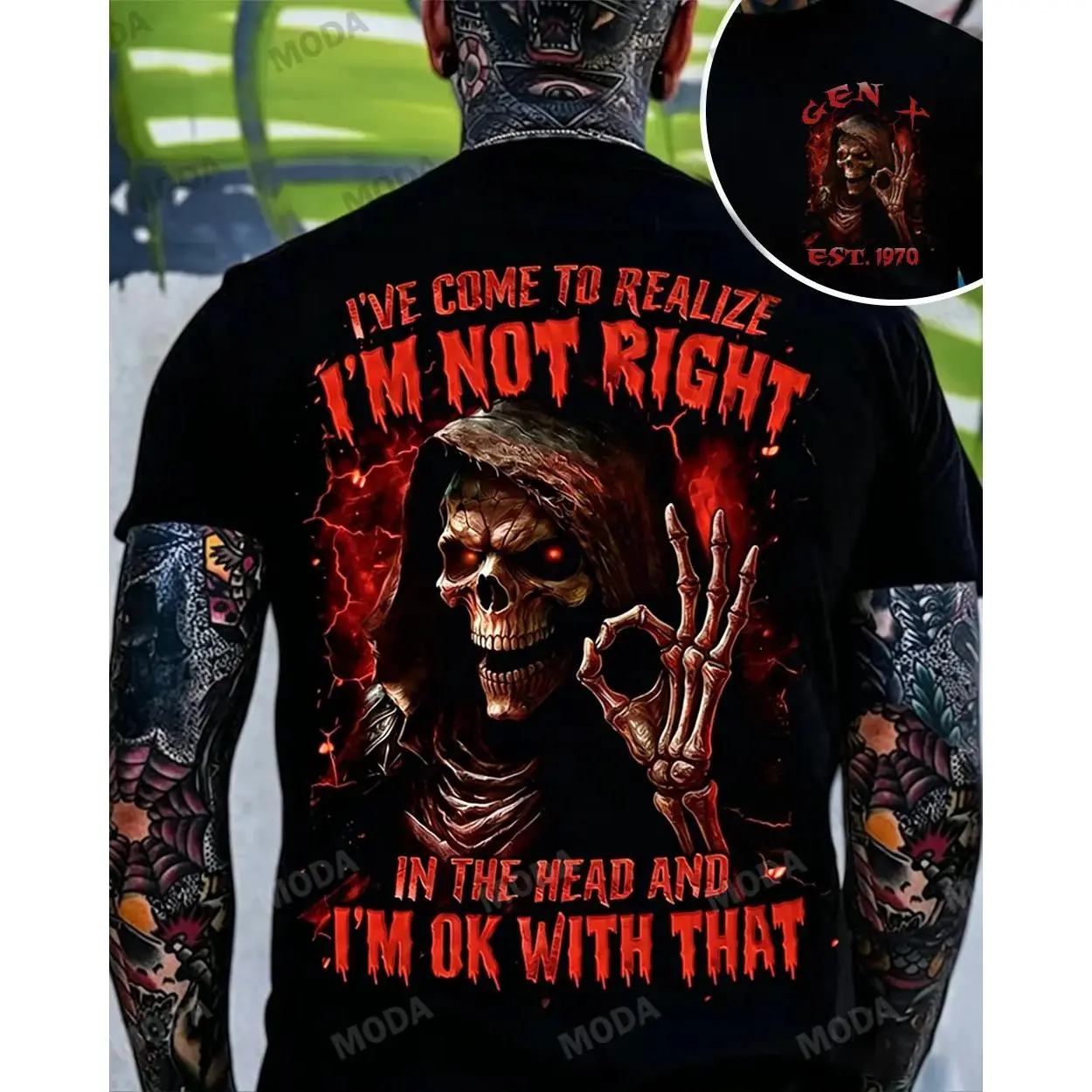 Generation X Skull Graphic Tee |   I've Come To Realize I'm Not Right Retro Streetwear T-Shirt