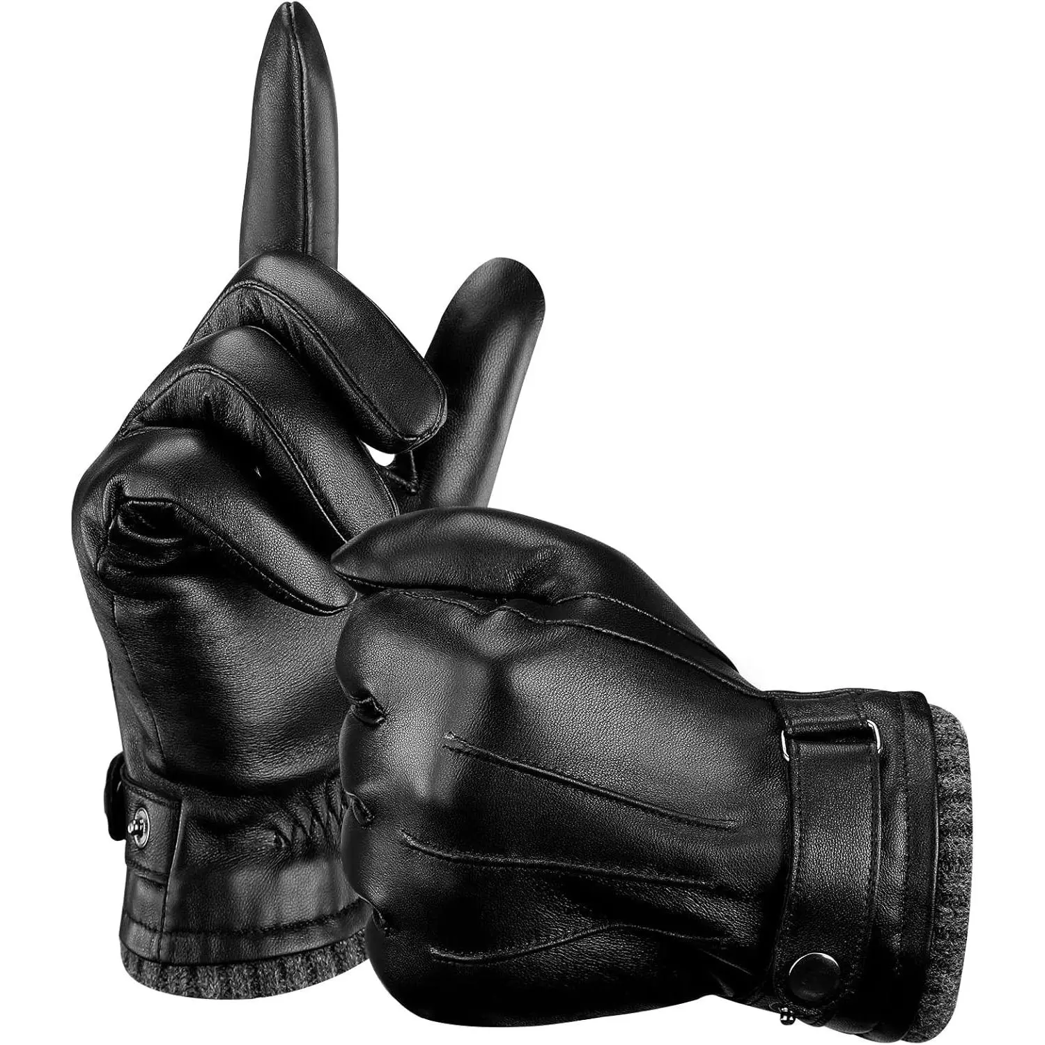 Leather Gloves for Men, Soft Warm Lining Full Hand Touchscreen Winter Gift Thermal(Gift)