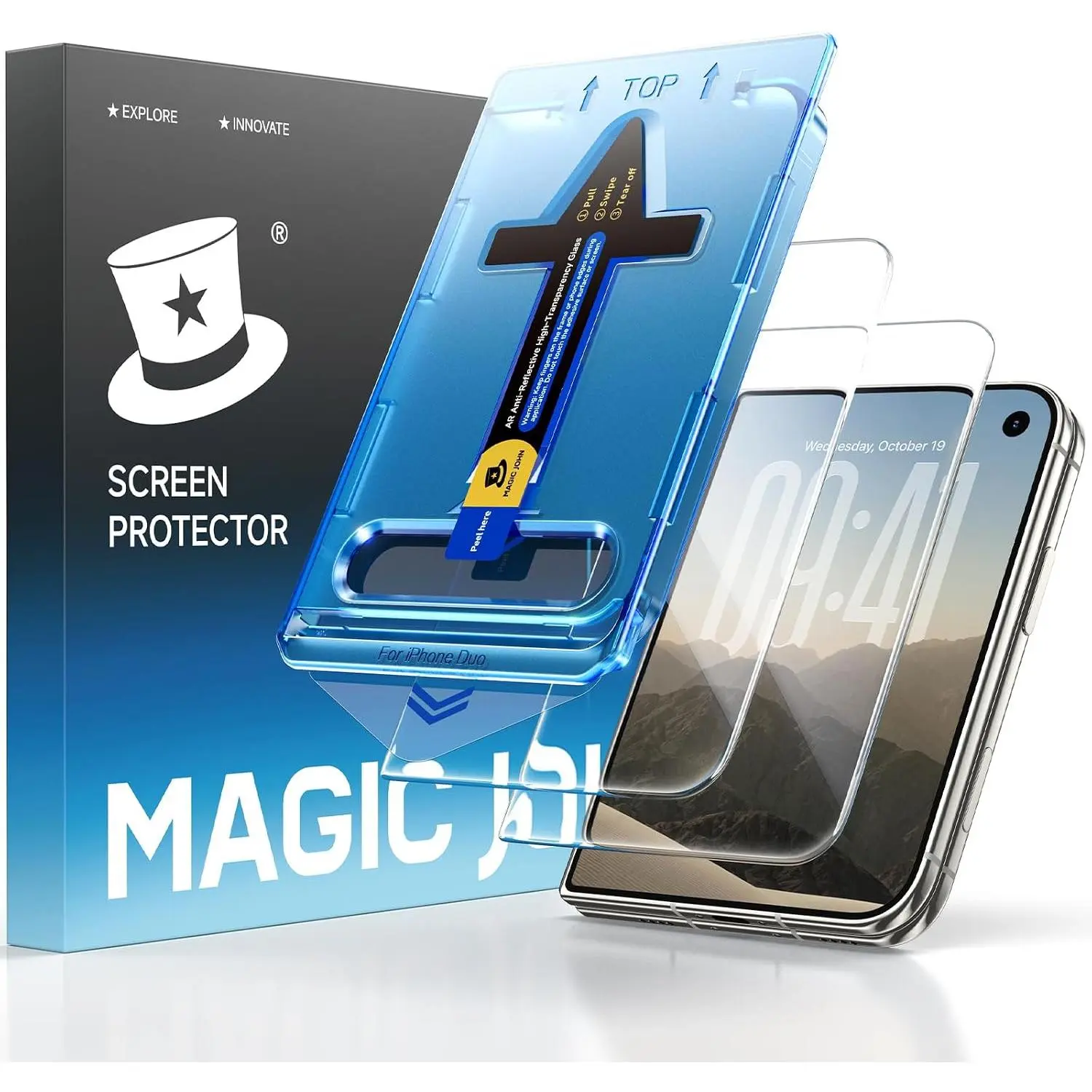 MAGICJOHN 2-Pack Tempered Glass Screen Protector for iPhone Duo, HD Clear or Privacy Options, AR Anti-Reflective Coating, Scratch-Resistant, Smooth Touch and Easy Installation