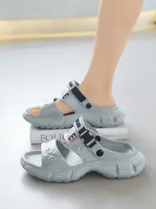 Men's Two-In-One Sport Sandals, Waterproof Letter Print, Adjustable Back Strap, High Elastic Thick Sole, Anti-Slip Quick-Dry, Outdoor Beach Shoes