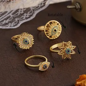 Butterfly Spinner Ring for Women Daily Wear, Adjustable Gold Tone Alloy Band with Crystal Accent and Smooth Rotating Design for Casual Fashion and Everyday Styling