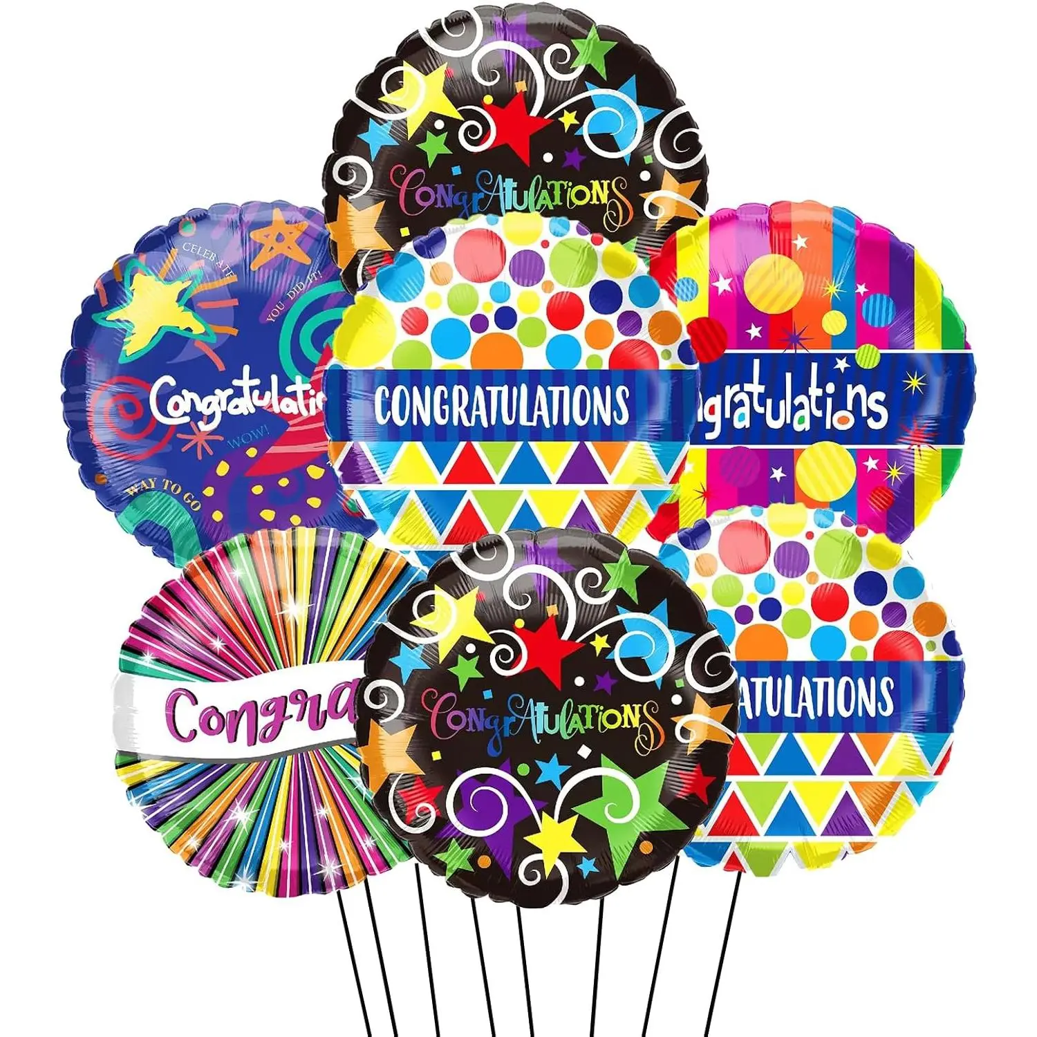 7 count 18" Congratulations Mylar Balloons for Graduation, Proms, Engagements, Weddings Party Supplies