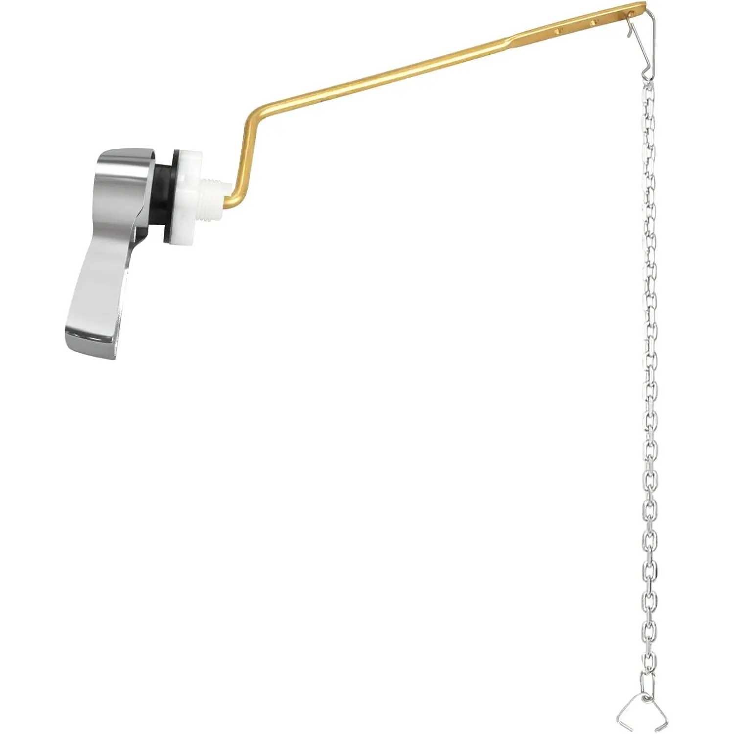 Side Mount Toilet Handle Kit - Durable Brass Lever with Chrome Finish, Adjustable Arm & Stainless Steel Flapper Chain for  Toilets