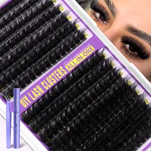 240Pcs Fluffy Eyelash Cluster Kit, 150D Mixed Length Super Curved Eyelash Clusters, Soft And Dense For Seamless Full Eye Makeup Effect, Reusable, Suitable For Daily Use, Gatherings, Comes With Tweezers And Glue, Best lashes for Day gift