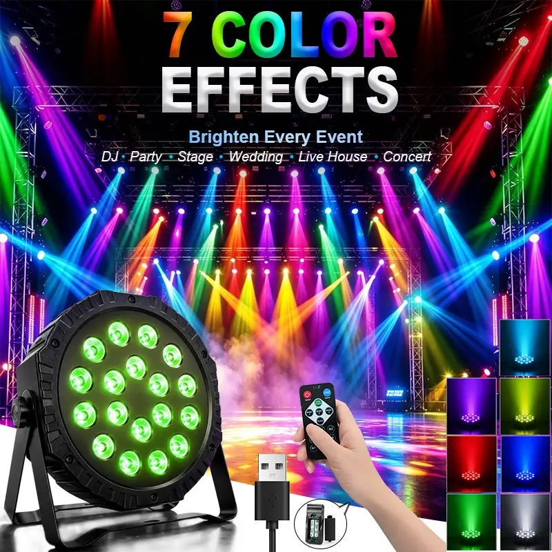 36/18led Stage Light Strip with Remote, RGB LED Par Lights, Dj Lighting with Stand, Party Flashlights, Church, Wedding, Christmas, Halloween