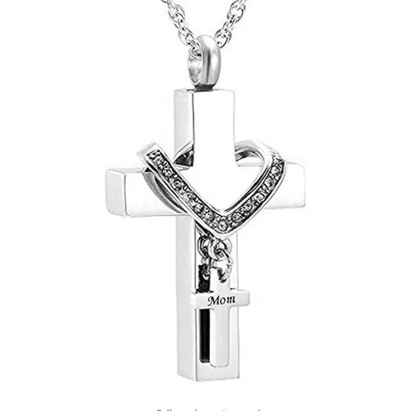 Cross Urn Necklaces for Ashes Cremation Crucifix Keepsake Memorial Pendant Necklace
