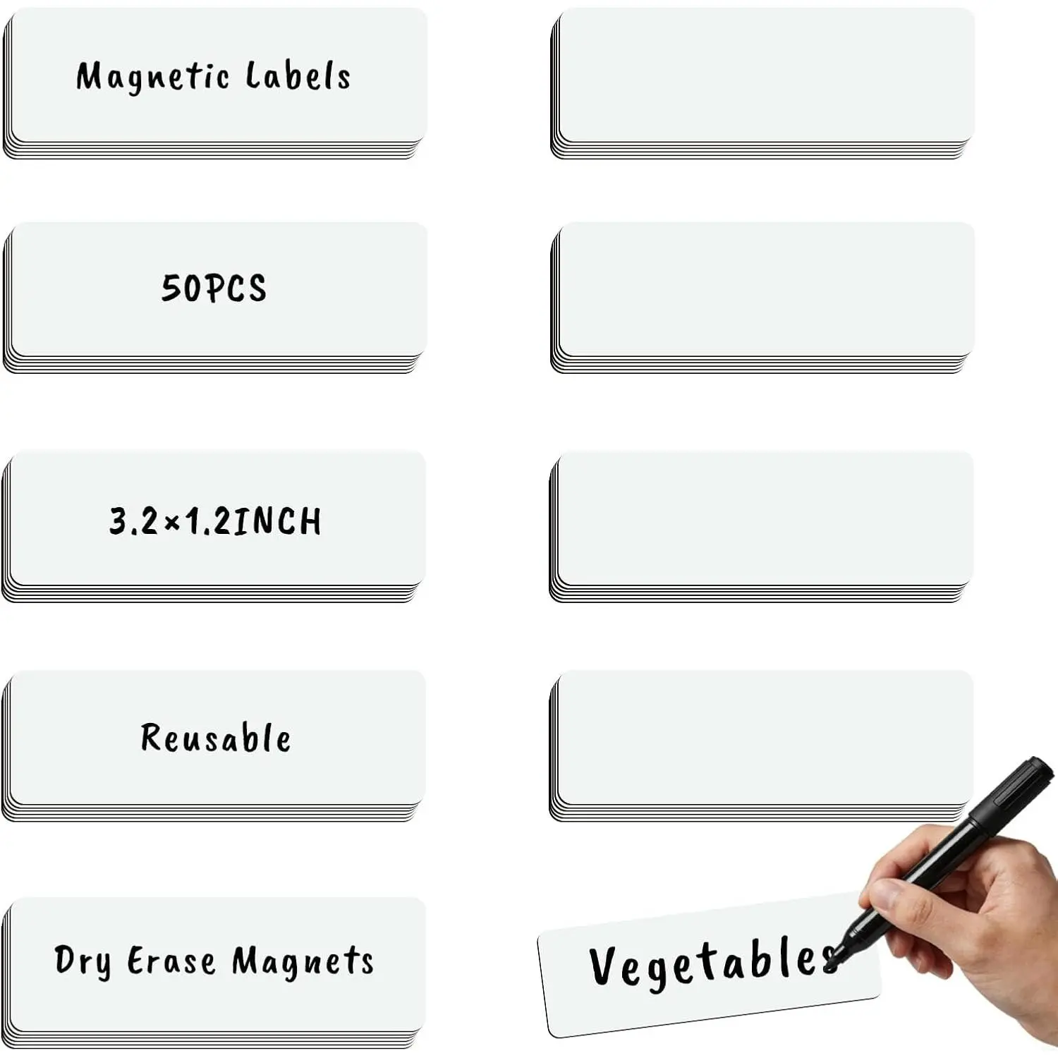 50 count  Dry Erase Labels Whiteboard  Size 3.2"x1.2" Name Tags