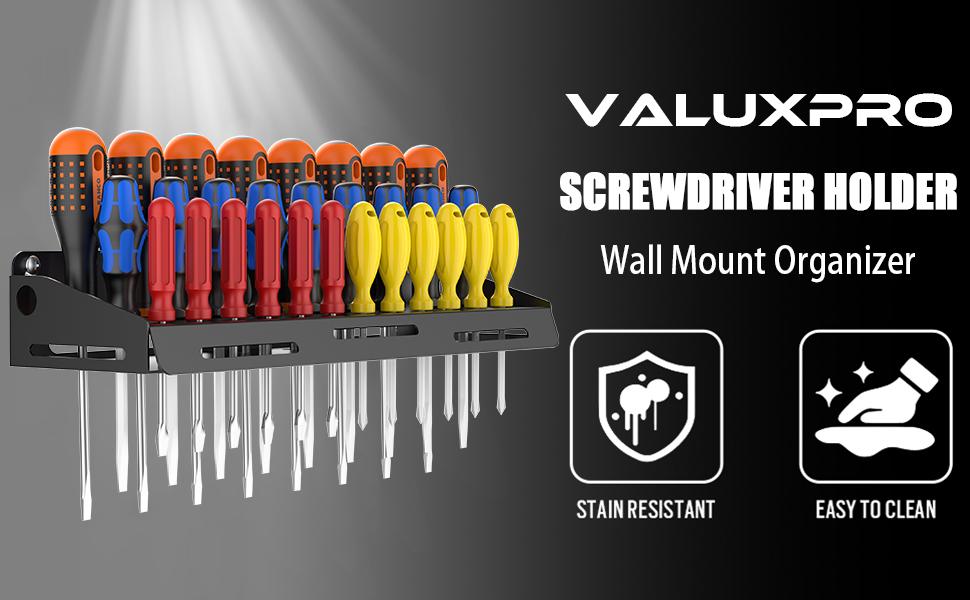 Screwdriver Organizer Wall, Screwdriver Holder Rack Tool for Workshop, Shed,, Home, Stores up to 29 Screwdrivers or Small
