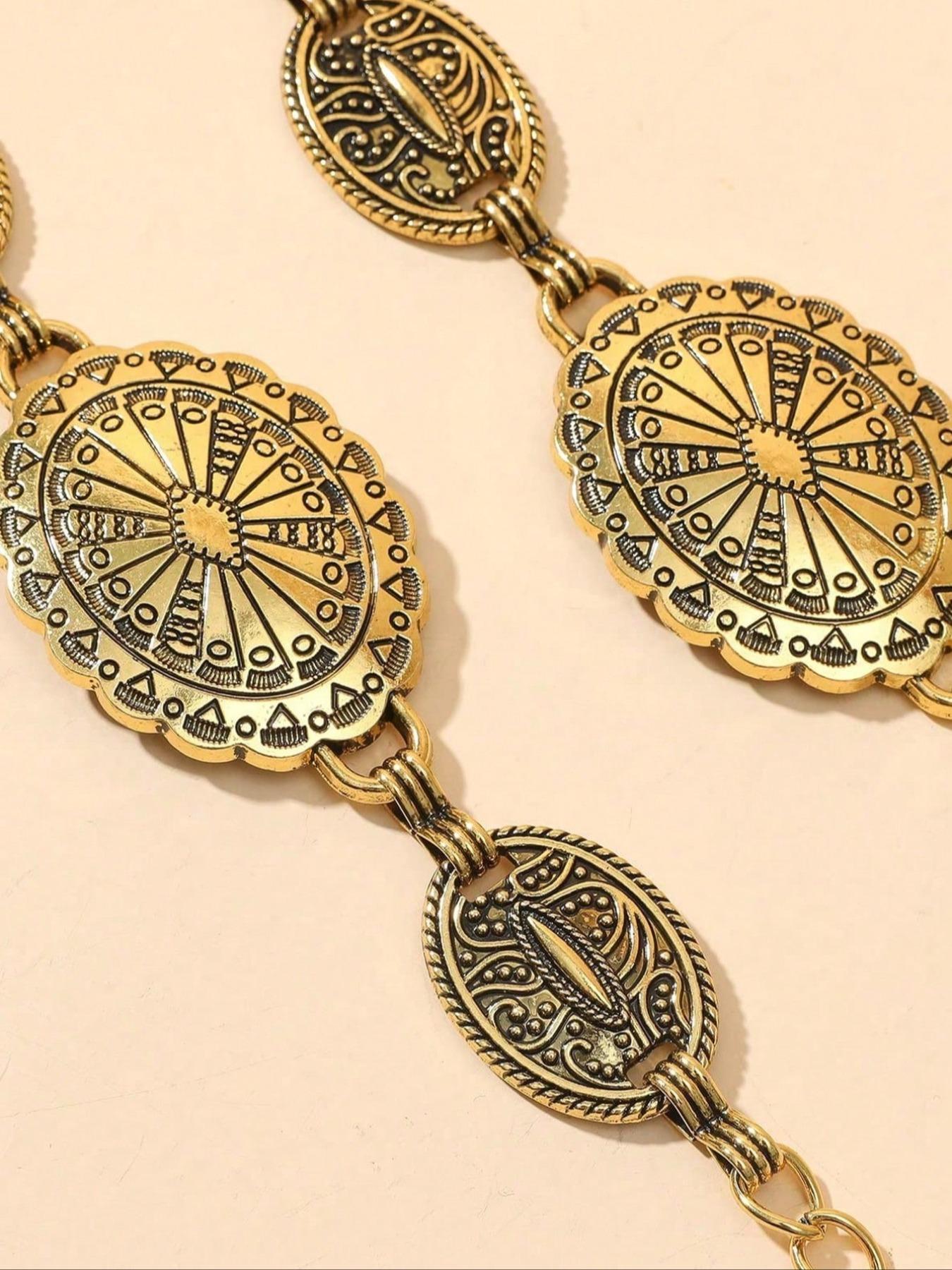 1 pc Women's Western Metal Conch Belt Cowboy Dress Chain Belt Cowboy Country Concert Clothing Accessories Waist Chain Vintage Western Belt