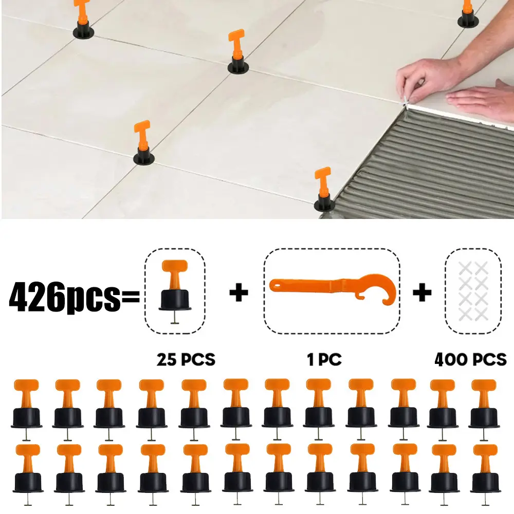 426 Pcs Tile Positioning Leveler Accessory Pack, Floor Wall Tile Laying Alignment Spacer, Universal Construction Renovation Tool for Ceramic Tile Paving, Tile Installation Tools