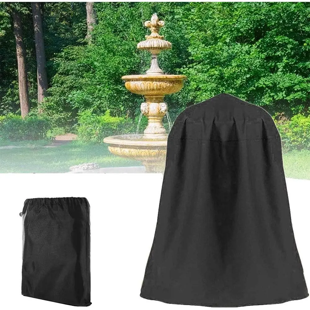 Outdoor Garden Fountain Covers Waterproof Dustproof Statue Protective Cover for Winter Patio Water Fountains Statues Black 48"x68" Fountain Cover