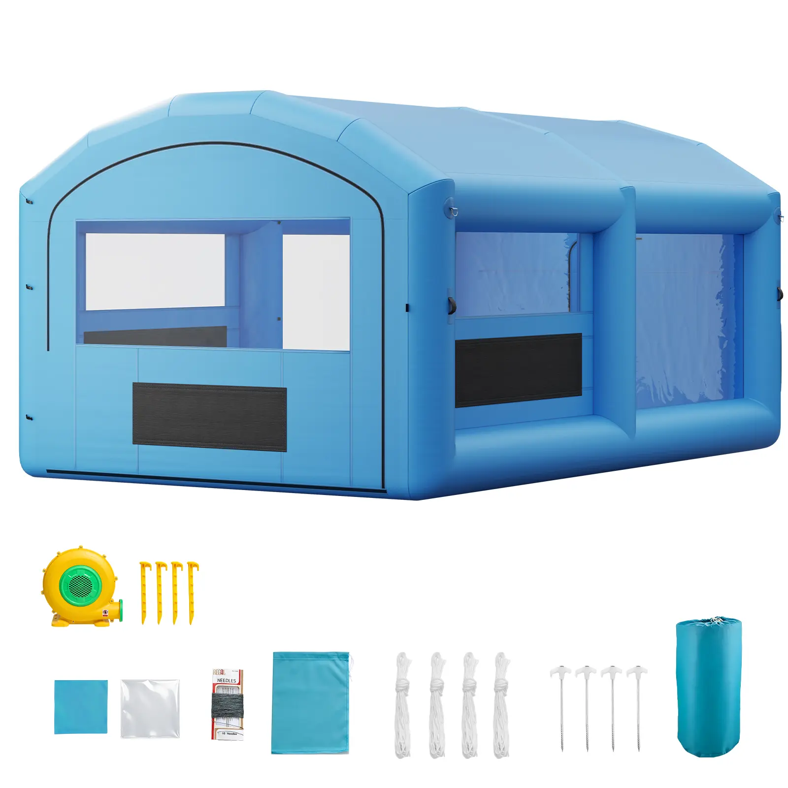 Inflatable Paint Booth, 21 x 13 x 10 ft, Portable Spray Booth with 1100W Powerful Blower and Large Filter Cotton, Arched Roof Blow Up Painting Tent for Mid-Size Pickup Truck, Large Furniture