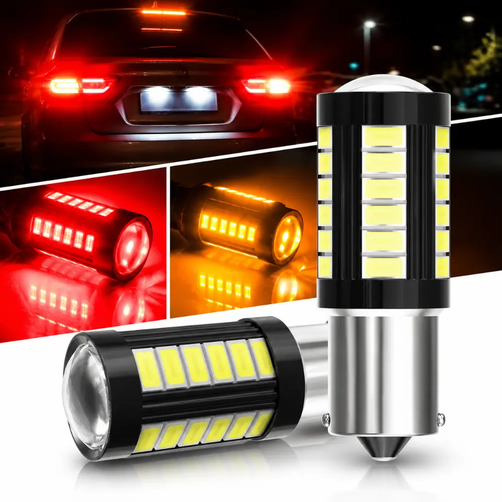 Yobis 2PCS Car LED Lights, New LED Bulbs 1156 1157 7440 7443 Brake Lights, 33SMD Turn Signal & Motorcycle Lights, Car Accessories, Truck Accessories, Reverse Lights/Turn Signal Lights/Brake Lights, Suitable for Cars/Trucks/ATV Vehicle Lights