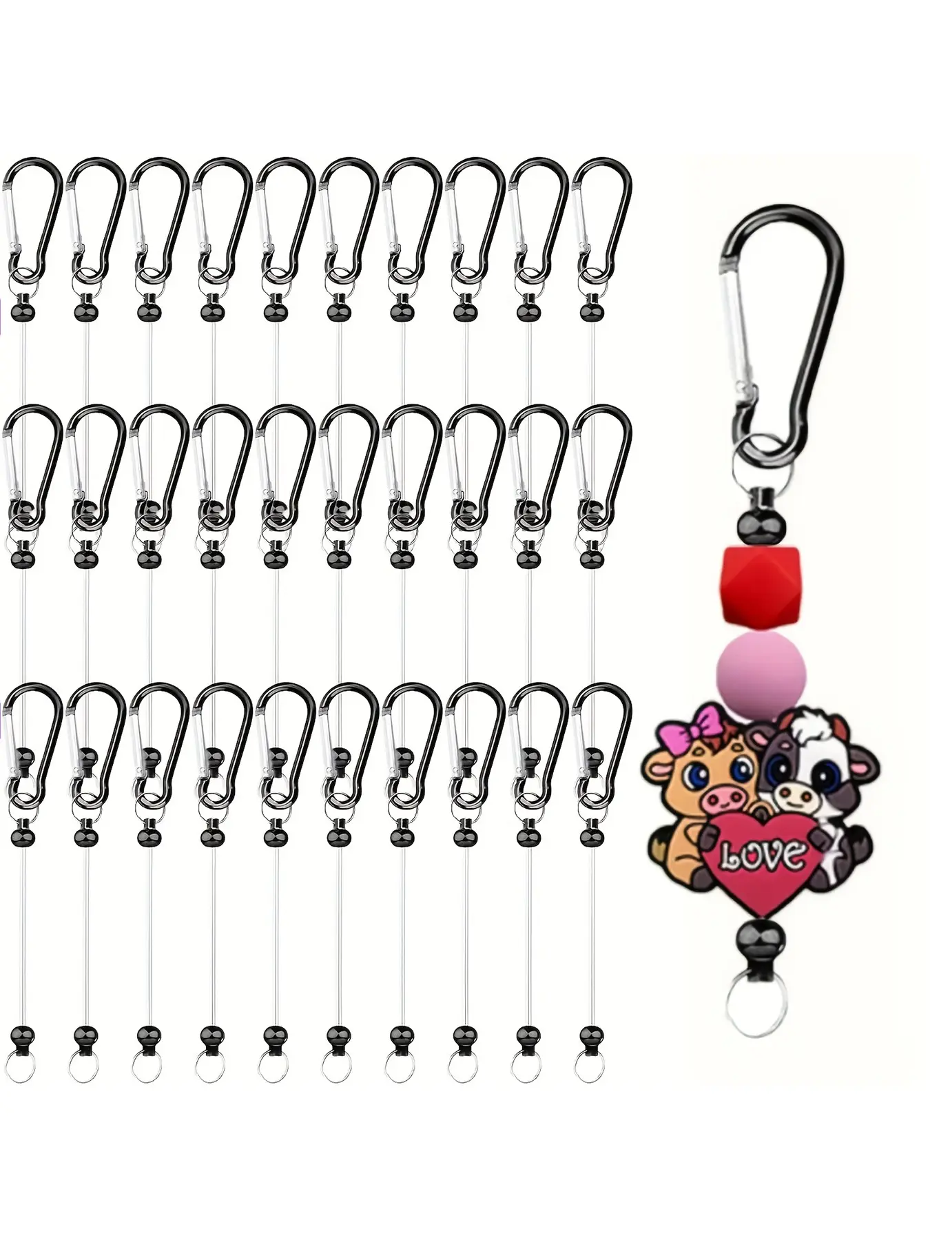 30pcs blank keychain bead men's keychain, keychain blank keychain rod kit Keychain Set DIY jewelry making bead keychain, connecting rod, bead keychain, decorative accessories, bags, pendants, and holiday gifts Metal Keychains