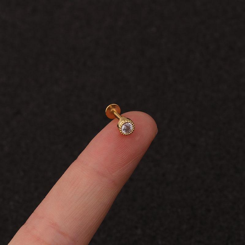 24Pcs 16G Gold CZ Internally Threaded Labret Set, 316L Stainless Steel Cartilage Stud Pack, Hypoallergenic Internally Threaded Nose Studs for Women Men