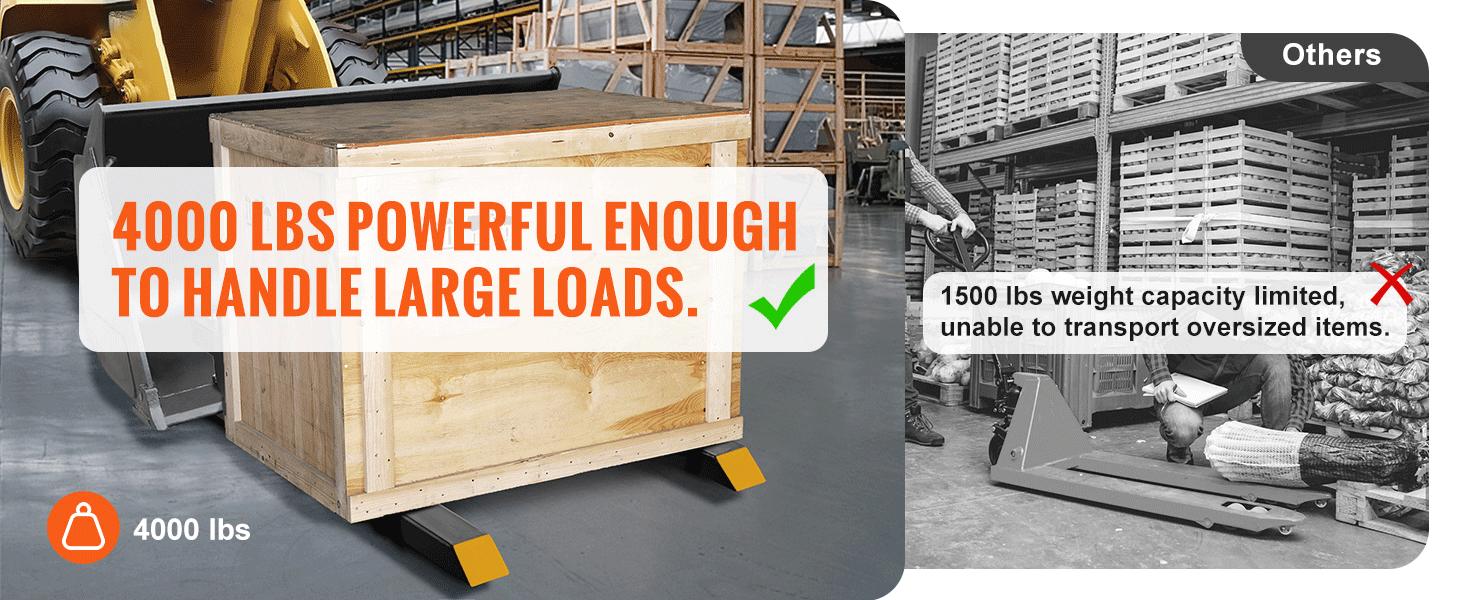 43/60" 2000/4000lbs Clamp on Pallet Forks Heavy Duty Tractor Forks with Adjustable Stabilizer Bar Tractor Bucket Forks for Tractor Attachments, Skid Steer, Loader Bucket