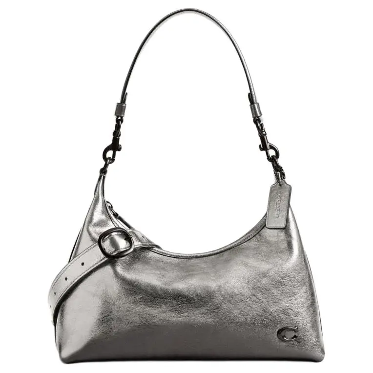 COACH Leather Crossbody Bag for Women – Top-Zip, Detachable Adjustable Strap, Large Satchel in Pewter and Smoke Grey